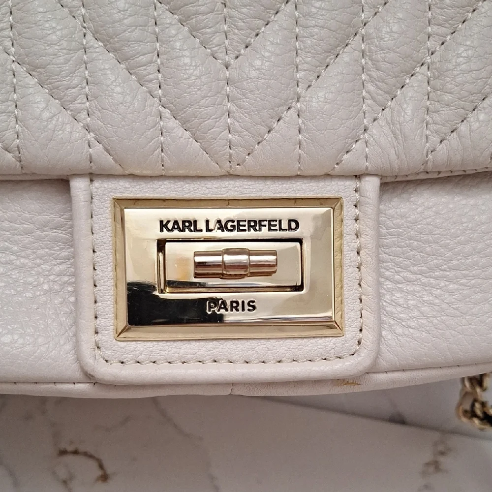 Karl Lagerfeld Paris Agyness Quilted Leather Crossbody Bag Purse - Picture 2 of 16
